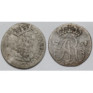 Jan II Kazimierz i Poniatowski, Trojaki Kraków 1662 i Gdańsk 1765 - zestaw (2szt)