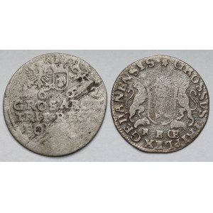 Jan II Kazimierz i Poniatowski, Trojaki Kraków 1662 i Gdańsk 1765 - zestaw (2szt)
