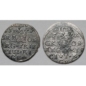Sigismund III Vasa, Riga Troikas 1592-1597 - set (2pcs)