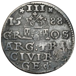 Zygmunt III Waza, Trojak Ryga 1588 - duża głowa