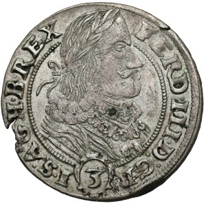 Silesia, Ferdinand III, 3 krajcars 1657 GH, Wrocław