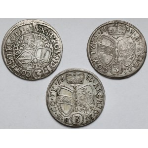 Rakousko, 3 krajcary 1663-1681 - sada (3ks)
