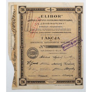 ELIBOR Sp. Akc. Handlowo-Przemysłowa Ł. J. BORKOWSKI, 216 mk 1920 - rare