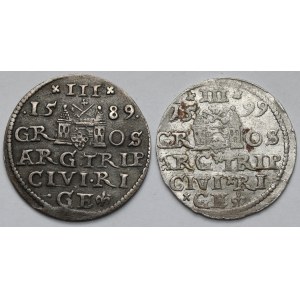 Zygmunt III Waza, Trojaki Ryga 1589 i 1599 - zestaw (2szt)