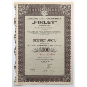 FIRLEY United Portland-Cement Factories, 10x 100 zloty 1938