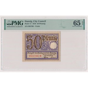Danzig, 50 fenig 1919 - purple