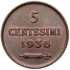 San Marino, 5 centesimi 1936-R, Rzym
