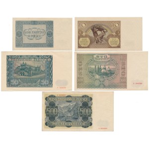 Set of 5 - 500 zloty 1940-1941 (5pcs)