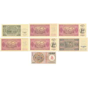 Set of 50-1,000 zloty 1948-1965 banknotes with prints (7pcs)