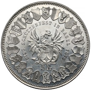 Switzerland, 5 francs 1879 - Basel shooting festival
