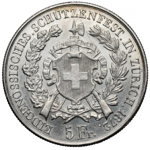 Szwajcaria, 5 franków 1872 - Festiwal strzelecki Zürich