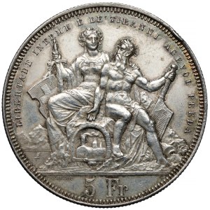 Switzerland, 5 francs 1883 - Lugano shooting festival