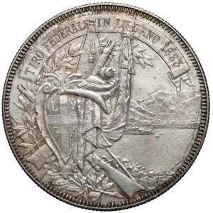 Switzerland, 5 francs 1883 - Lugano shooting festival