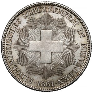 Switzerland, 5 francs 1861 - Nidwalden shooting festival
