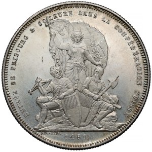 Szwajcaria, 5 franków 1881 - Festiwal strzelecki Fribourg