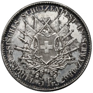 Szwajcaria, 5 franków 1867 - Festiwal strzelecki Schwyz