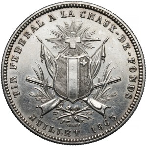 Switzerland, 5 francs 1863 - Neuchâtel shooting festival