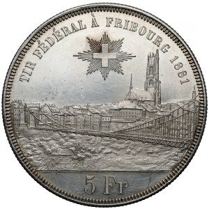 Switzerland, 5 francs 1881 - Fribourg shooting festival