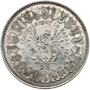 Switzerland, 5 francs 1879 - Basel shooting festival