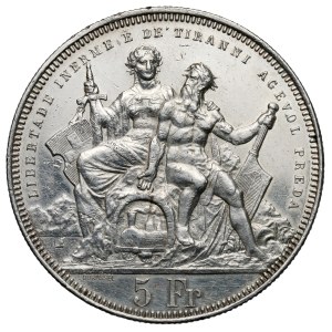Switzerland, 5 francs 1883 - Lugano shooting festival