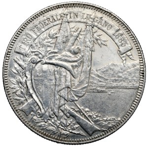 Switzerland, 5 francs 1883 - Lugano shooting festival