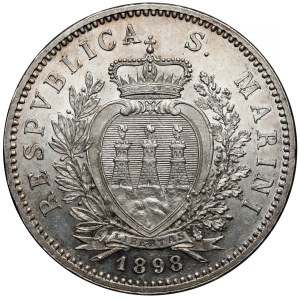 San Marino, 5 lire 1898-R, Rome