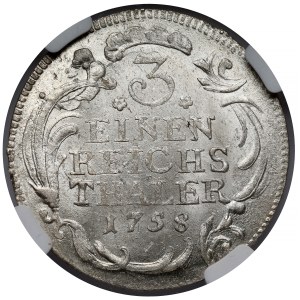 Prusse, Frédéric II, 1/3 de thaler 1758, Dresde