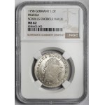 Prusse, Frédéric II, 1/3 de thaler 1758, Dresde
