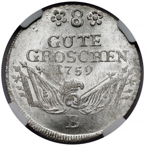 Schlesien, Friedrich II. der Große, 8 gute Pfennige 1759-B, Wrocław