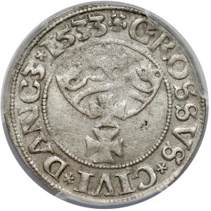 Sigismund I the Old, Gdańsk penny 1533 - very rare variant