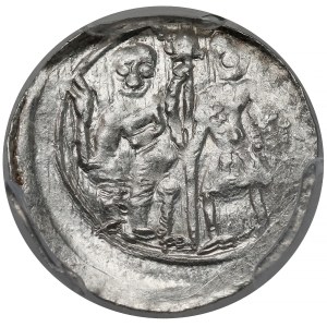 Boleslaw III the Wrymouth, Denarius - Knight and St. Adalbert.