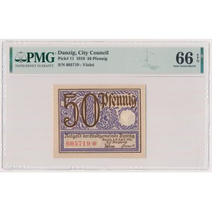 Danzig, 50 fenig 1919 - purple