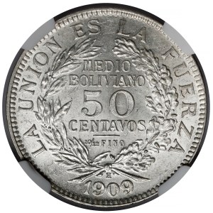 Bolivia, 50 centavos 1909-H