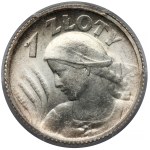 Woman and ears 1 zloty 1924 - with double die