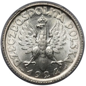Woman and ears 1 zloty 1924 - with double die
