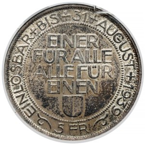 Switzerland, 5 francs 1939 - Luzern shooting festival