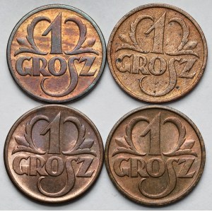 1 haléř 1928-1939 - sada (4ks)