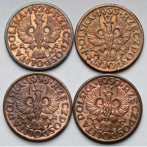 1 haléř 1928-1939 - sada (4ks)
