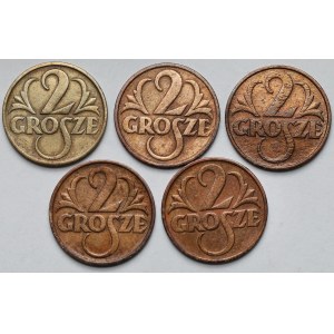 2 haléře 1923-1937 - sada (5 ks)