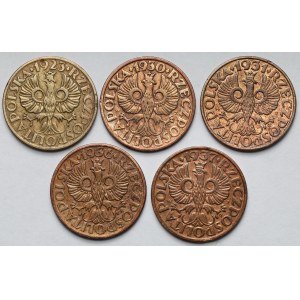 2 haléře 1923-1937 - sada (5 ks)