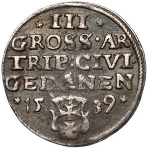 Sigismund I the Old, Trojak Gdansk 1539 - PRVS - with cross
