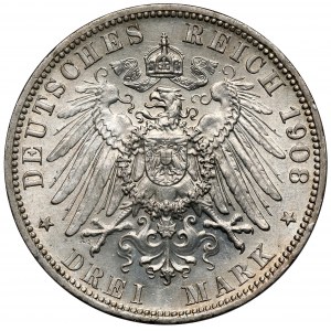 Prussia, 3 marks 1908-A, Berlin