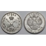 Russia, Nicholas II, Coronation Ruble 1896 and Romanovs 1913 - set (2pcs)