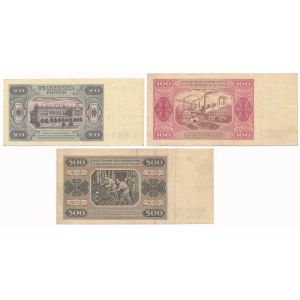 20, 100 and 500 zloty 1948 - set (3pcs)