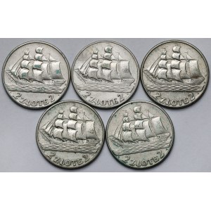 Sailing ship 2 zlote 1936 - set (5pcs)