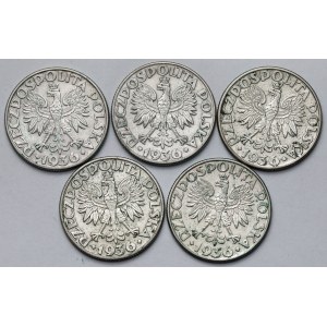 Sailing ship 2 zlote 1936 - set (5pcs)