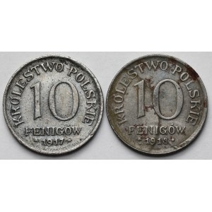 Królestwo Polskie, 10 fenigów 1917 i 1918 - zestaw (2szt)