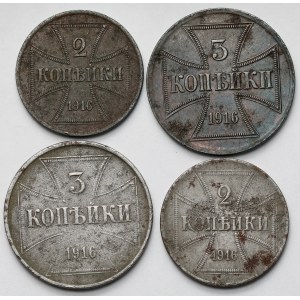 Ober-Ost., 2-3 kopecks 1916 A and J - set (4pcs)