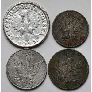 10-20 fenigs 1917-1918 and 2 zlotys 1925 [FALSIFICATION of the era] - set (4pcs).