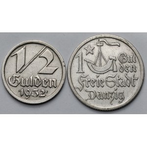 Danzig, 1 a 1/2 guldenov 1923 a 1932 - sada (2ks)